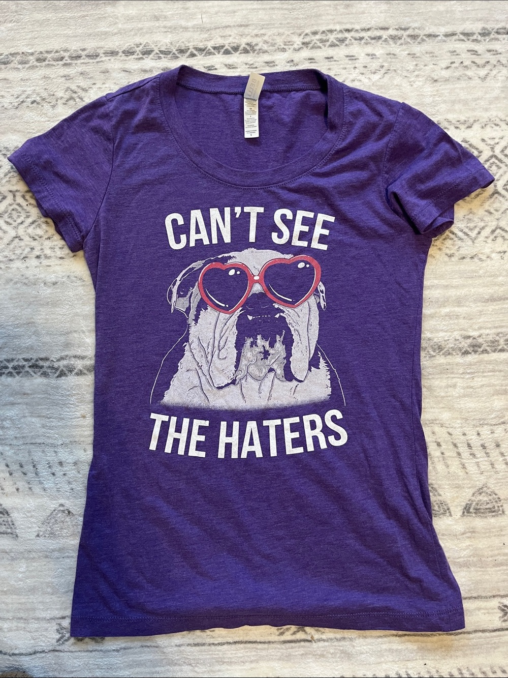 Bella Canvas Purple Graphic Tee with Red Heart Sunglasses
